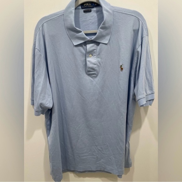 Polo Ralph Lauren Men’s Polo Size 2XL Light Blue Pima Preppy Pony Logo Casual - Picture 1 of 6